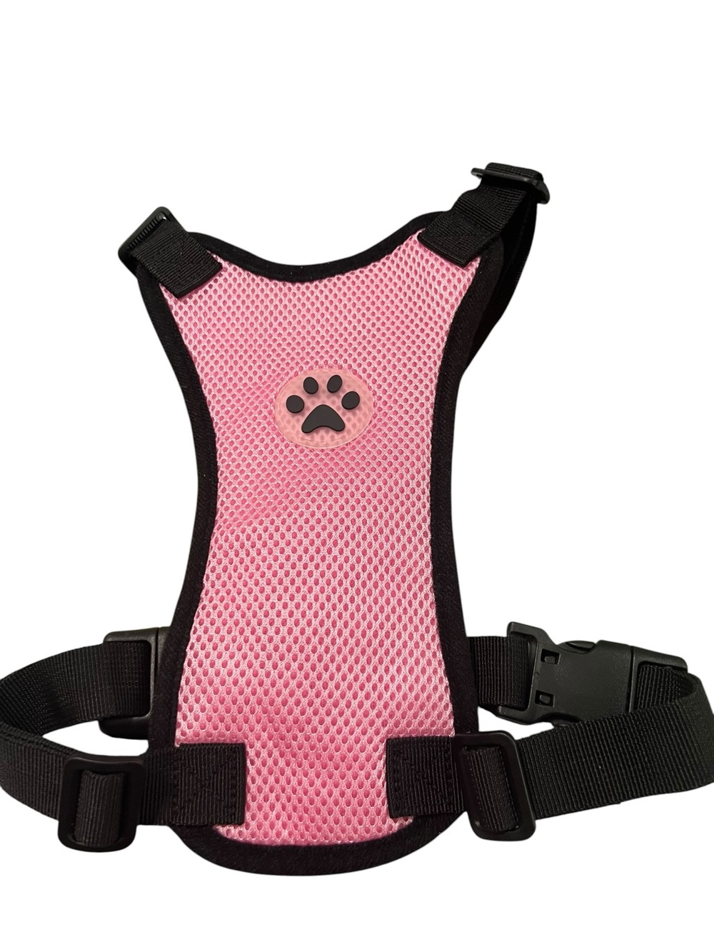 Pink Mesh Dog Harness with Paw Accent